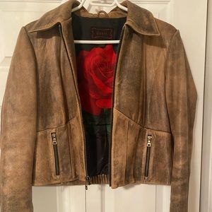 Vintage Leather Guess Jacket. Rose on inside